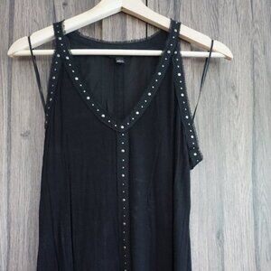 Rock & Republic Studded w Sheer top of back, Black Tank Top